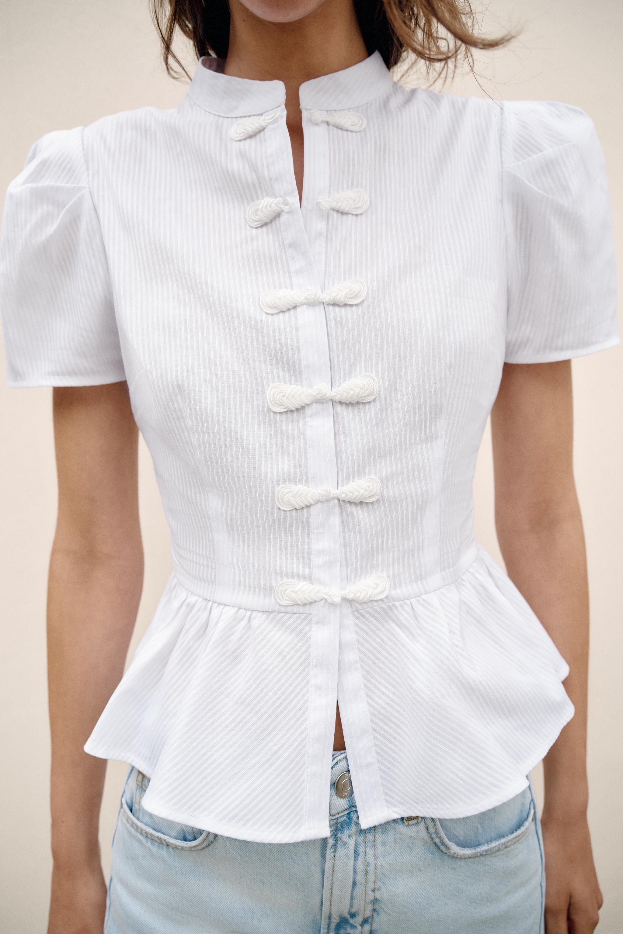 FROG FASTENING PEPLUM SHIRT